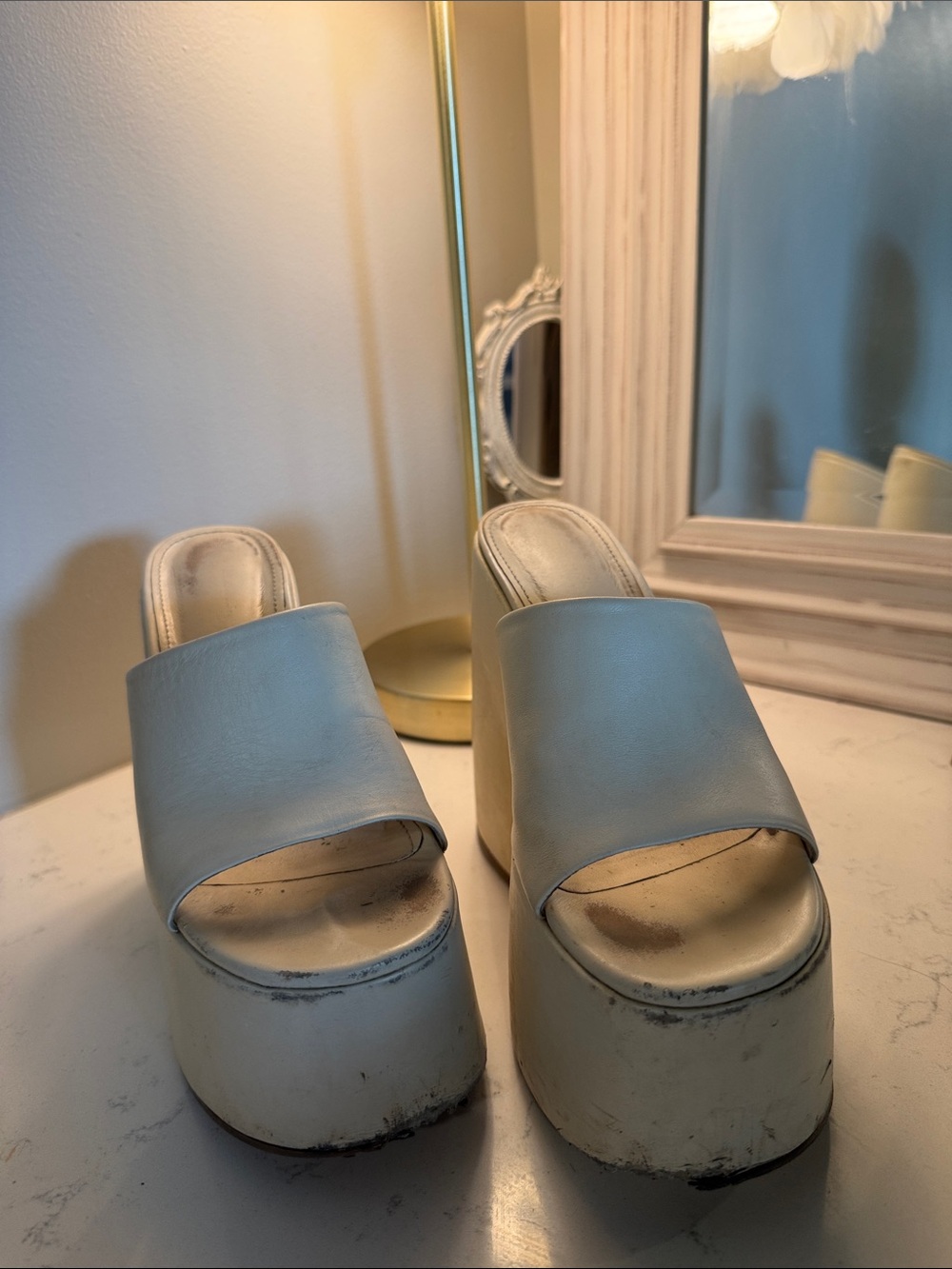Jeffrey Campbell Powder Blue Platform Slide Mules